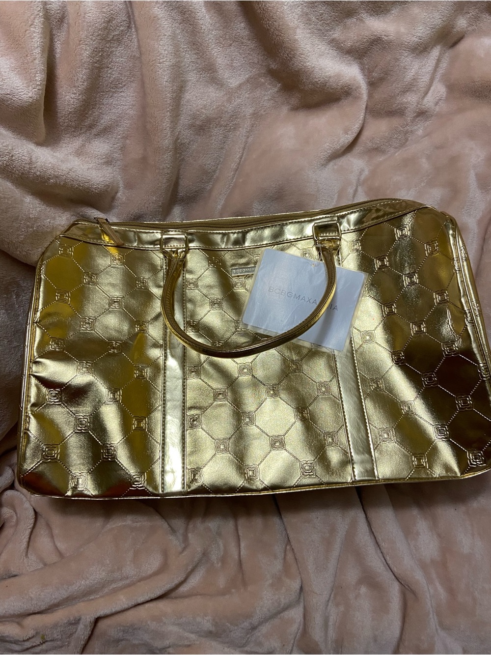 BCBGMaxAzria Metallic Gold Quilted Travel Tote